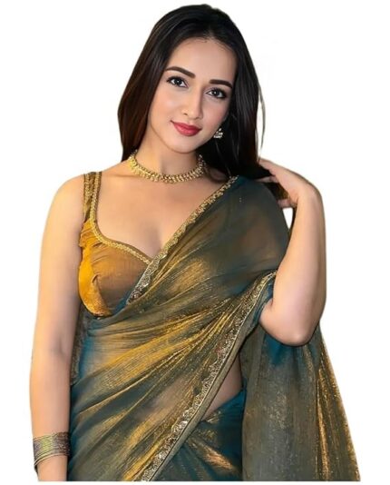 ANTUSH NATURAL Chhaava Women’s Soft Zimmy Choo Fandy Silk Saree with Handwork Lace Border &Unstitched Blouse|Designer Party Wear Saree for Wedding,Festival,Reception&Special Occasions by VintaVool