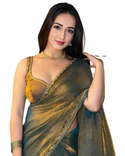 SIRIL Women’s Soft Fandy Silk Zimmy Choo Saree With Lace Boarder With Unstitched Blouse Piece, Chhaava by VintaVool