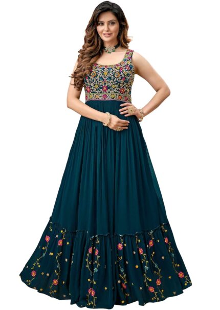 Florely Women’s Georgette New Traditional Stunning Outfit with Boutique Dress Designs, Stylish Party Dresses Gown(Multi Color) by VintaVool