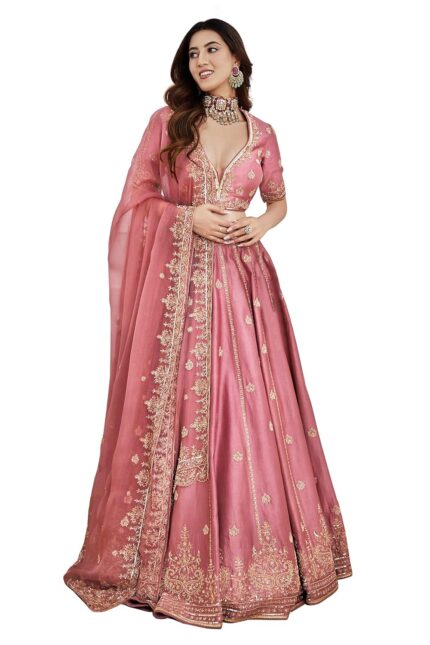 TRENDMALLS Women’s Satin Embroidery Lehenga Choli with Dupatta | Bridal Party Stylish Wedding Lehenga Choli for women by VintaVool