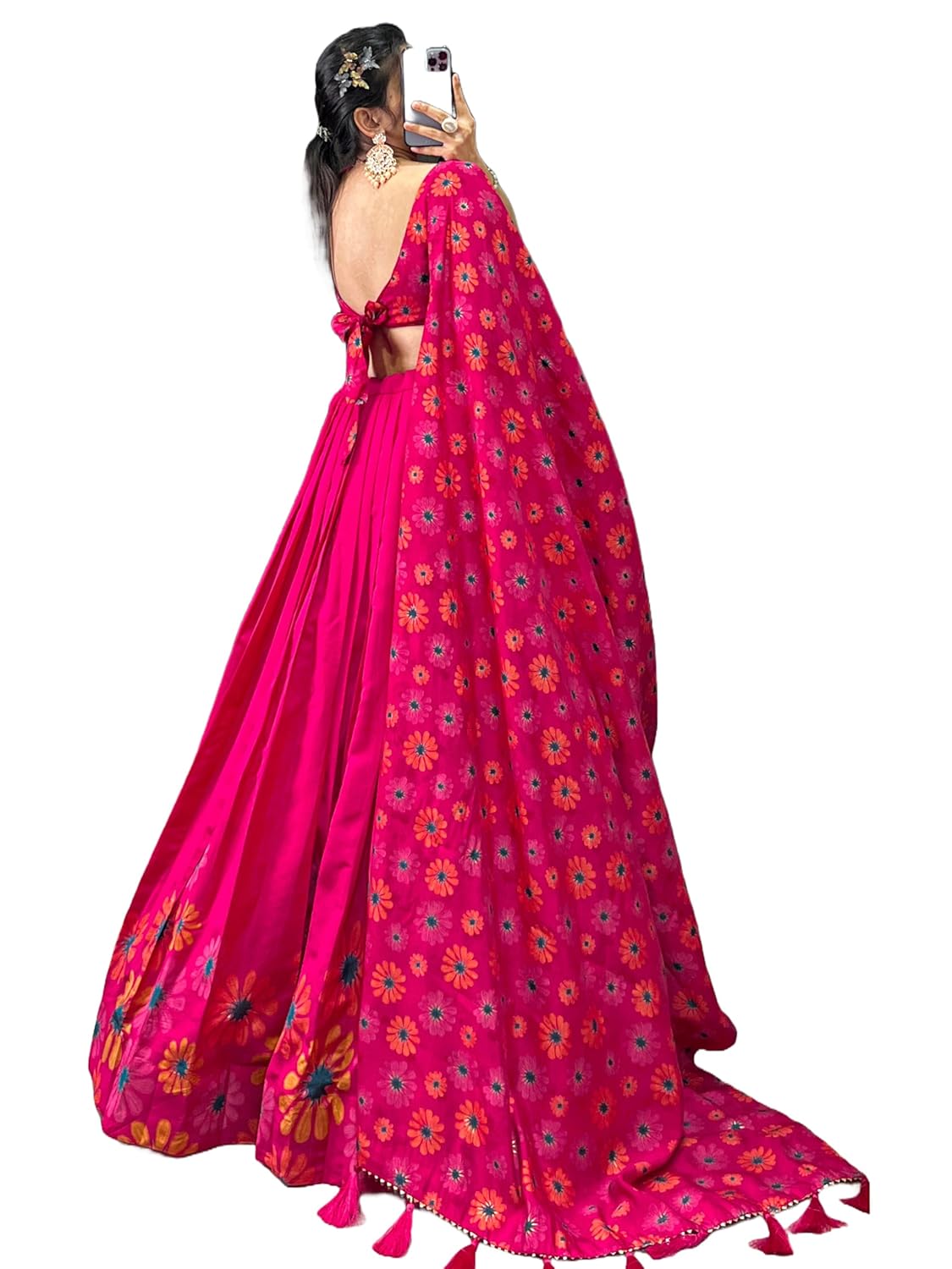 Snazzy Stitch Women’s Wedding Special Floral Print With Tussar Sillk Lehenga Choli Set by VintaVool Snazzy Stitch Women’s Wedding Special Floral Print With Tussar Sillk Lehenga Choli Set by VintaVool