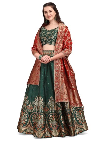 PURVAJA Women’s Jacquard Semi-Stitched Lehenga choli by VintaVool