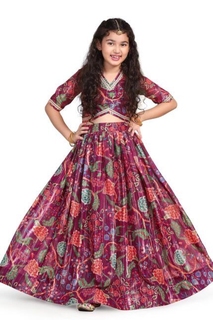 Jwalin Girl’s Georgette Lehenga Choli|Lehenga Choli For Girls|Lehenga For Girls|Girl Lehenga|Printed Lehenga Choli For Girls by VintaVool