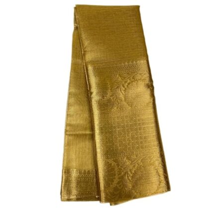 HAIDER ALI AND SONS Women Handloom Pure Soft Tissue Saree With Banarasi Weaving Zari Border And Running Bp | Saree For Party, Wedding, And Festivals, gold by VintaVool