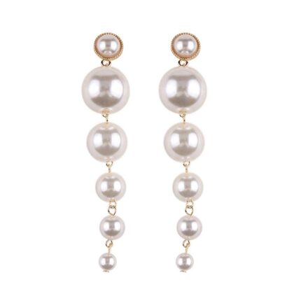 Shining Diva Fashion Women’s Stylish Long Gold Plated Drop Earrings (White; 9900er) by VintaVool
