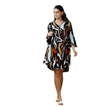 MomToBe Women’s Fit and Flare Knee Length Rayon Maternity Dress/Pregnancy Dress/Easy Breastfeeding Dress/Western Dress with Zippers for Nursing Pre and Post Pregnancy by VintaVool