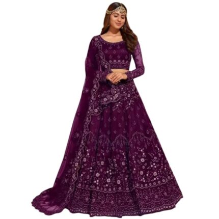 ZAALIMA Embroidered Semi Stitched Lehenga Choli Dupatta set with unstiched blouse piece and Flare Lehenga choli by VintaVool