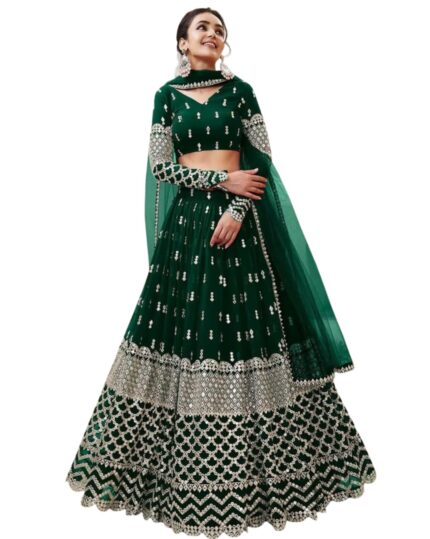 KEDARFAB Women’s Georgette Mirror Embroidery Semi-Stitched Lehenga Choli For Women | Designer | Stylish | Wedding Lehenga For Women (Nova) by VintaVool