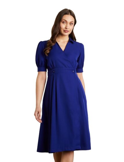 Symbol Premium Women’s ‘Desk-to-Dinner’ Fit & Flare Wrap Dress (Midi Length | Stylish) by VintaVool