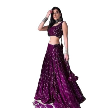 ZAALIMA FASHION Womens Georgette Semi Stitched Lehenga Choli Set with Elegant Design Perfect for Weddings and Festive Celebrations by VintaVool