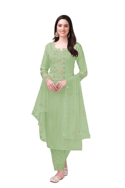 TRENDMALLS Women’s Cotton Embroidery Salwar Suit Set Kurta Pant with Dupatta Kurta Set for Women by VintaVool