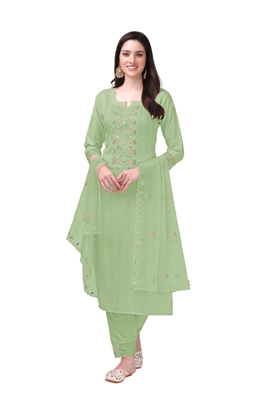 TRENDMALLS Women’s Cotton Embroidery Salwar Suit Set Kurta Pant with Dupatta Kurta Set for Women by VintaVool TRENDMALLS Women’s Cotton Embroidery Salwar Suit Set Kurta Pant with Dupatta Kurta Set for Women by VintaVool