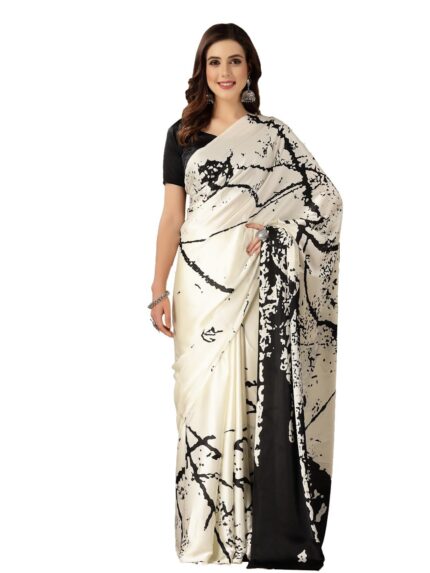 Stylum Women’s Tie & Dye Print Satin Saree by VintaVool