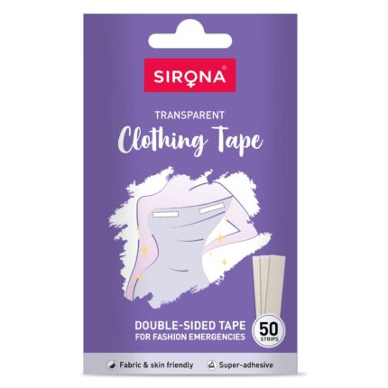 Sirona Women Fashion Tape for Clothes, Double Stick Strips – 50 Strips | Clothing & Body, Strong and Clear Tape for All Skin Tones and Fabric, Waterproof & Sweat proof, Bra Tape Strips by VintaVool