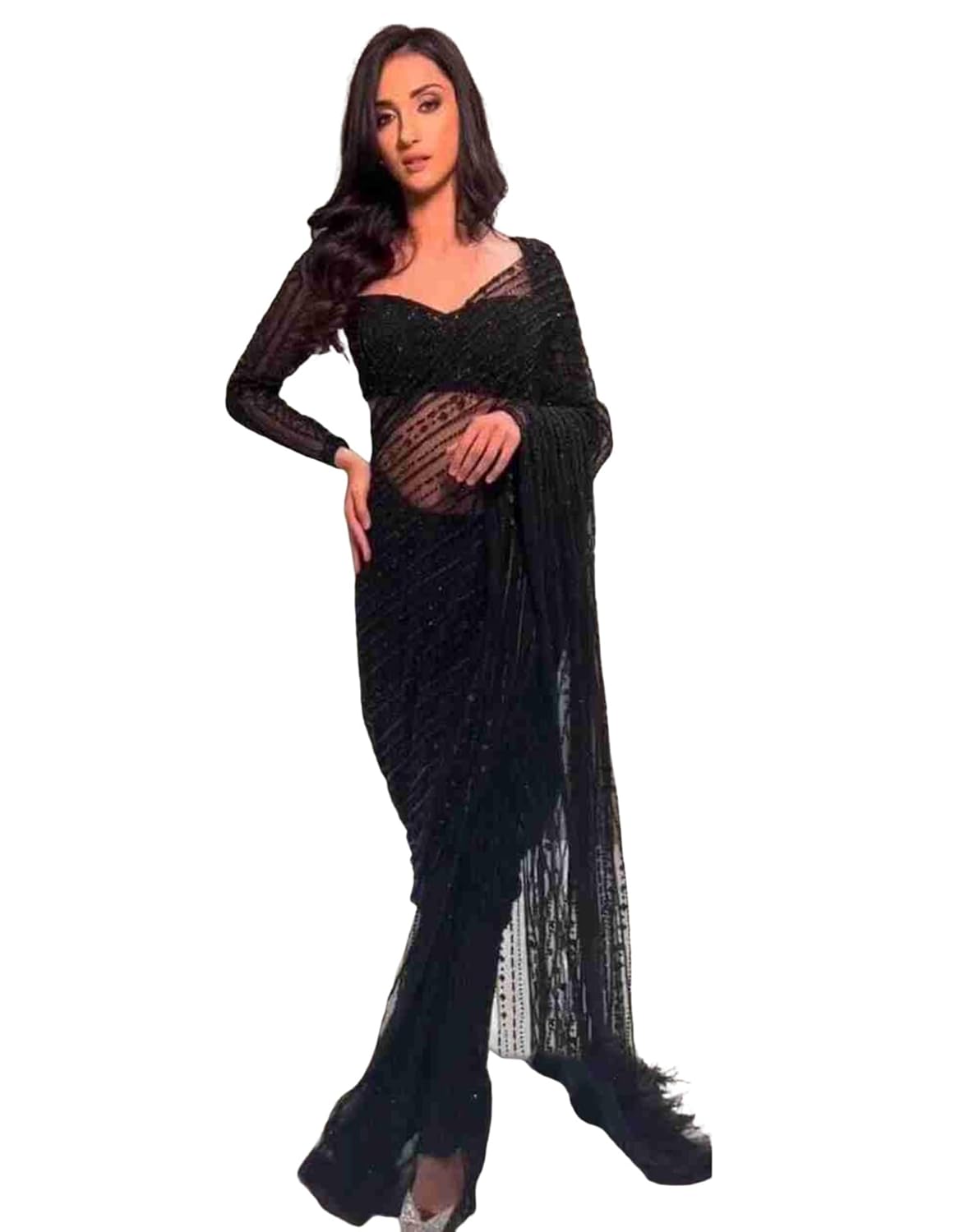 SIRIL Women’s Georgette Sequence Embroidery Lace Saree With Unstitched Blouse Piece by VintaVool SIRIL Women’s Georgette Sequence Embroidery Lace Saree With Unstitched Blouse Piece by VintaVool