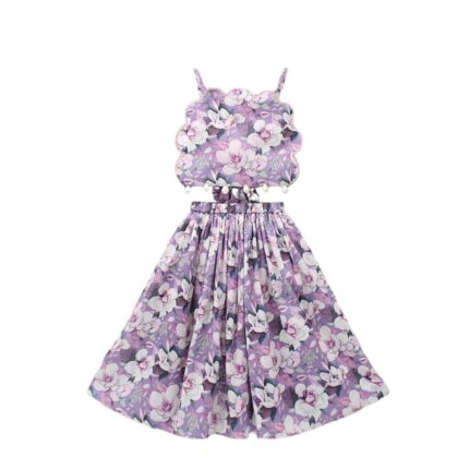 GORLYA Girls Floral Lehenga Choli Set | Sleeveless Printed Crop Top & Flared Skirt | Ethnic Festive Wear for Kids | Traditional Outfit for Weddings & Celebrations by VintaVool