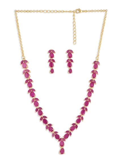 ZAVERI PEARLS Delicate Ruby Necklace Set For Women – ZPFK6110 by VintaVool