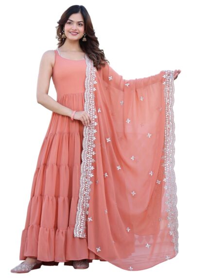 Fashion Basket Pink Georgette Anarkali Kurta for Women by VintaVool