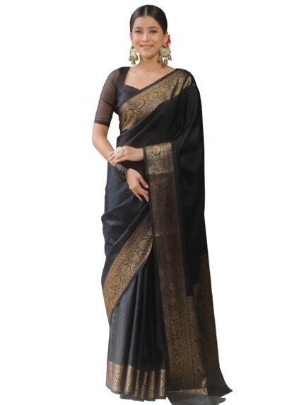 Sugathari Women’s Banarasi Saree Pure Kanjivaram Silk Saree Soft new ladies 2025 Design Wear Pattu Sarees Latest Sadi Party Sari collections With Blouse Piece (San Pari-225) by VintaVool