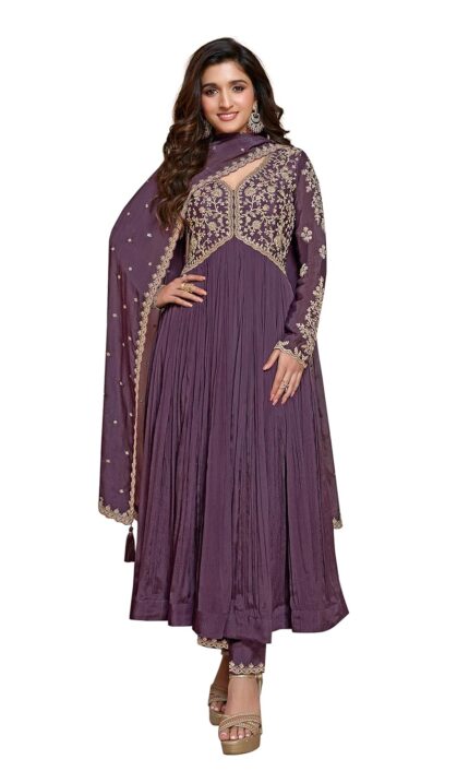 TRENDMALLS Women’s Silk Blend Embroidery Alia Cut Kurta Pant Set with Dupatta by VintaVool