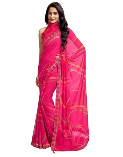 SIRIL Women’s Lace & Printed Chiffon Saree with Blouse by VintaVool