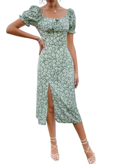 Leriya Fashion Womens Rayon Women Western Dresses Regular Fit LF-WD-1039 (LF-WD-1039_Green_L) by VintaVool