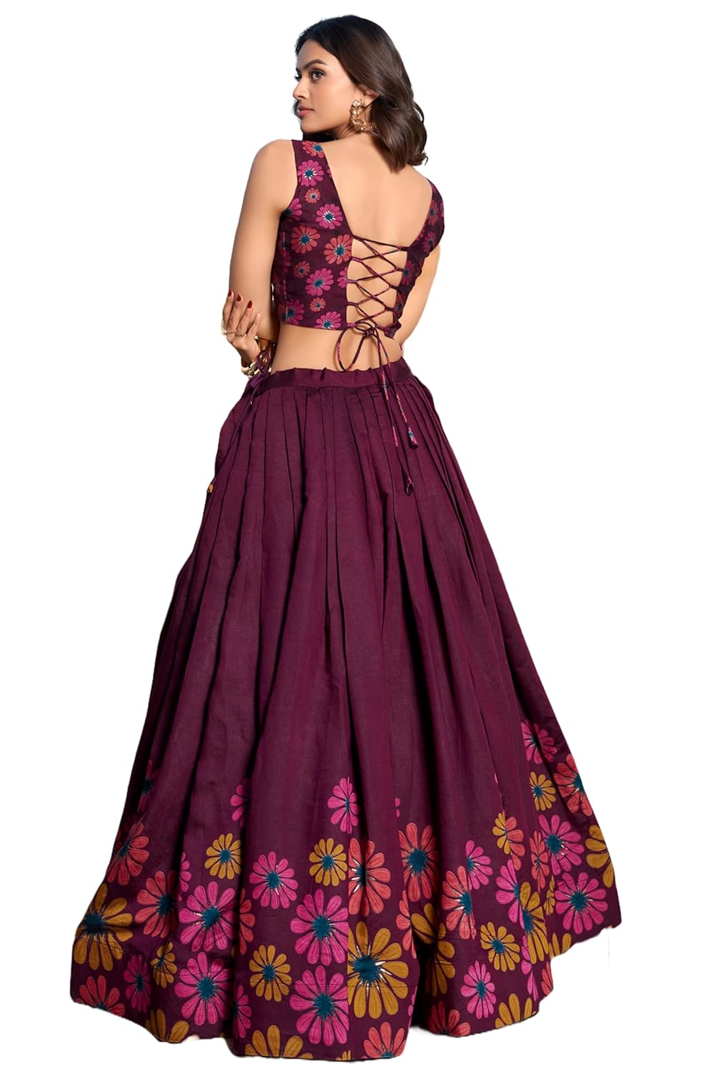 Snazzy Stitch Woman’s perfectly Navratri Collection Tussar Silk Lehenga Choli Flower Print with Foil Work by VintaVool Snazzy Stitch Woman’s perfectly Navratri Collection Tussar Silk Lehenga Choli Flower Print with Foil Work by VintaVool