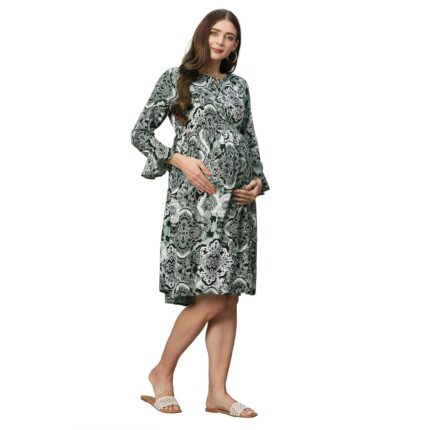 MomToBe Women’s Rayon Maternity Dress/Pregnancy Dress/Easy Breastfeeding Dress/Western Dress with Zippers for Nursing Pre and Post Pregnancy by VintaVool