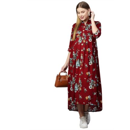 MomToBe Women’s Rayon Maternity Dress/Pregnancy Dress/Easy Breast Feeding/Breastfeeding Dress/Western Dress with Zippers for Nursing Pre and Post Pregnancy by VintaVool