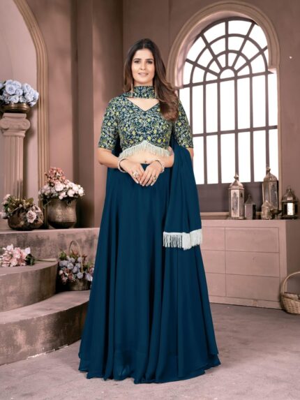 Fashion Basket Women’s Faux Georgette Semi-Stitched Lehenga by VintaVool