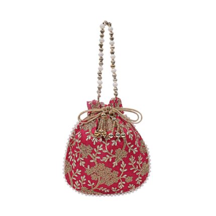 Kuber Industries Silk Embroidered Women Potli Bag (Pink) -CTKTC8811 by VintaVool