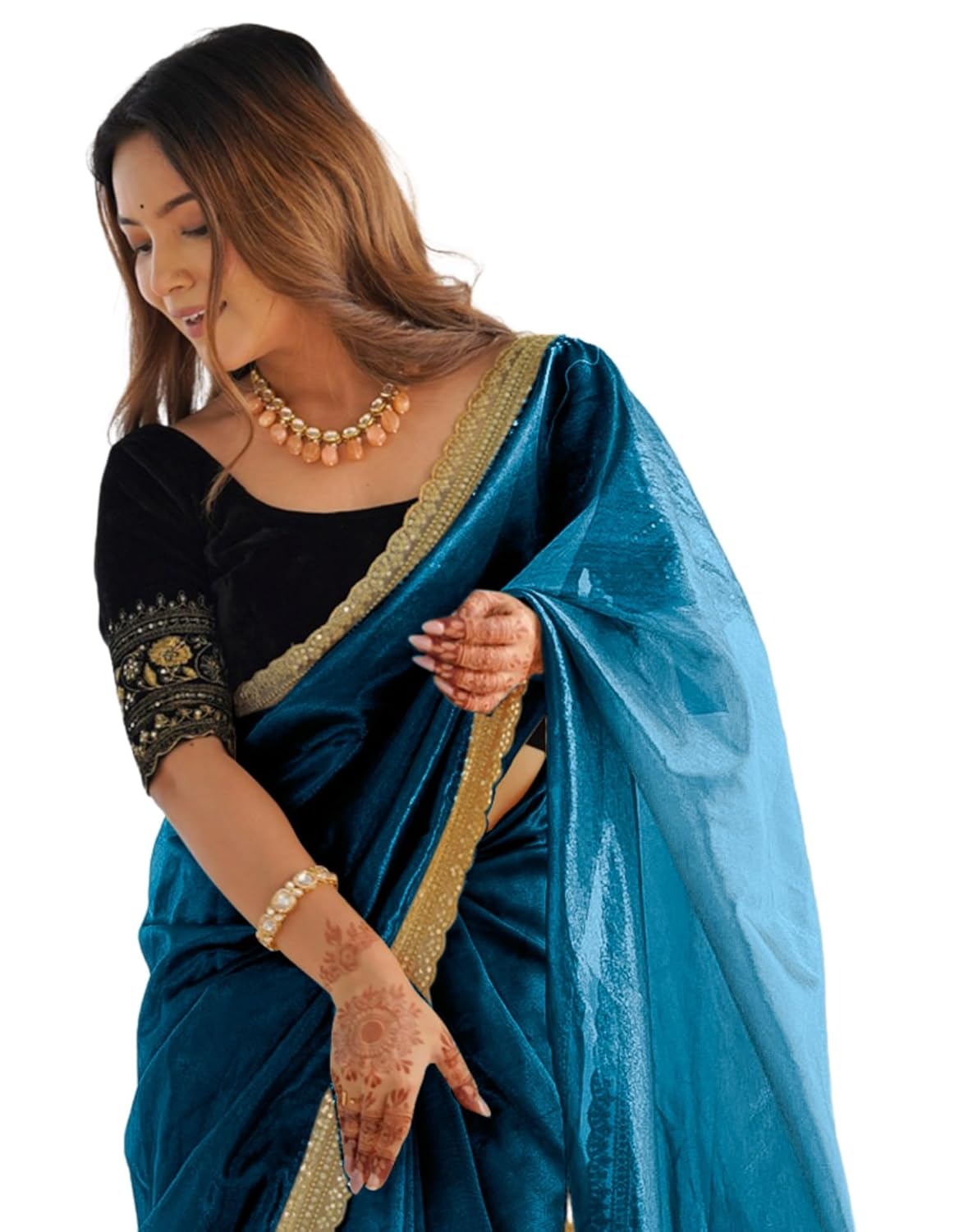 SIRIL Women’s Shimmer Net Sequence Embroidery Lace Saree for With Unstitched Blouse Piece by VintaVool SIRIL Women’s Shimmer Net Sequence Embroidery Lace Saree for With Unstitched Blouse Piece by VintaVool