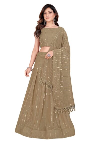 Granthva Fab Women’s Georgette Semi-stitched Lehenga Choli with Dupatta by VintaVool
