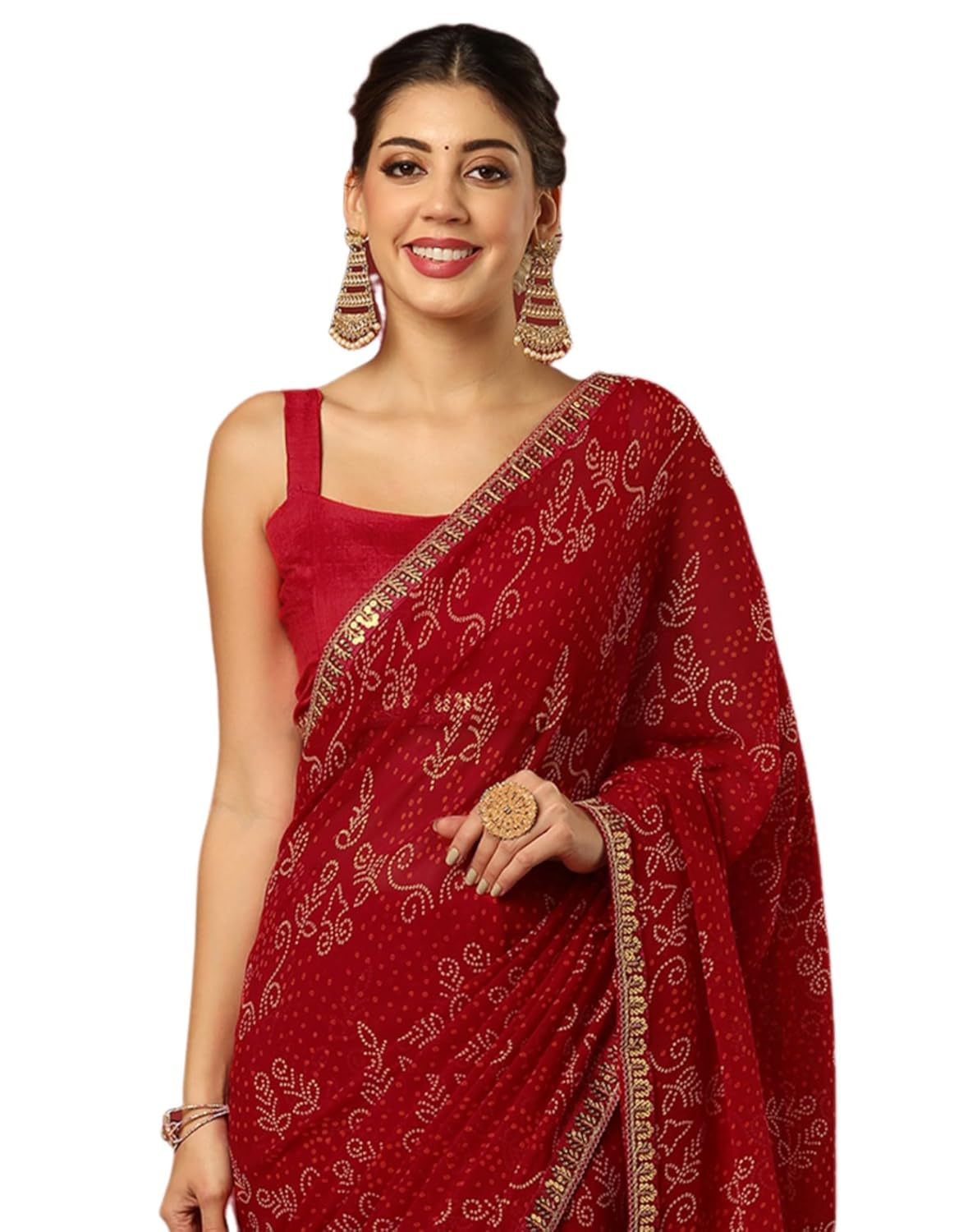 SIRIL Women’s Georgette Bandhani Printed Saree With Unstitched Blouse Piece by VintaVool SIRIL Women’s Georgette Bandhani Printed Saree With Unstitched Blouse Piece by VintaVool