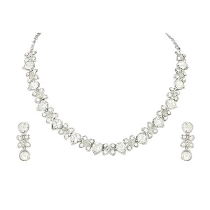 Atasi International Princess Style AD Crystals/Stones Necklace with Earrings Jewellery Set for Women/Girls – Wedding Jewelry/Party & Festival Accessories by VintaVool