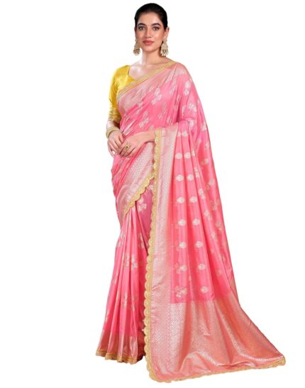 SIRIL Women’s Kanjivaram Silk Saree Pure Silk Banarasi Saree With Unstitched Blouse Piece by VintaVool