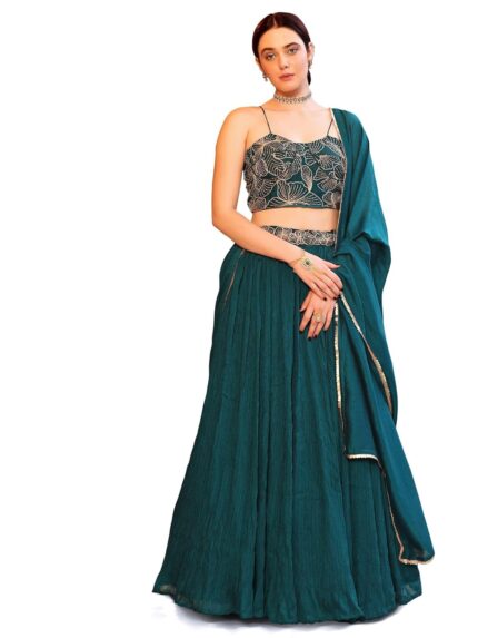 PURVAJA Women’s Crush Silk Semi-Stitched Lehenga choli (Rifat) by VintaVool