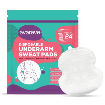 Evereve Disposable Underarm Sweat Pads (24 Pads) for Women & Men, Folded, Sweat Absorbent, Stain Proof, with Anti-Bacterial technology, Odour Control, Skin Friendly, Safe on Fabrics by VintaVool