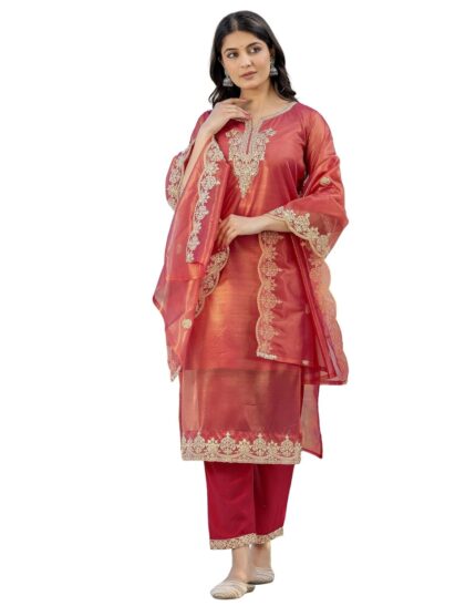 SKYLEE Women’s Cotton Floral Printed A-Line Kurta with Pant & Dupatta by VintaVool