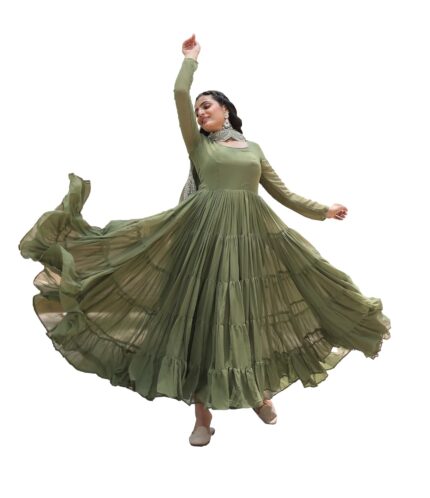 Fashion Basket Women’s Georgette Solid Anarkali Dress by VintaVool