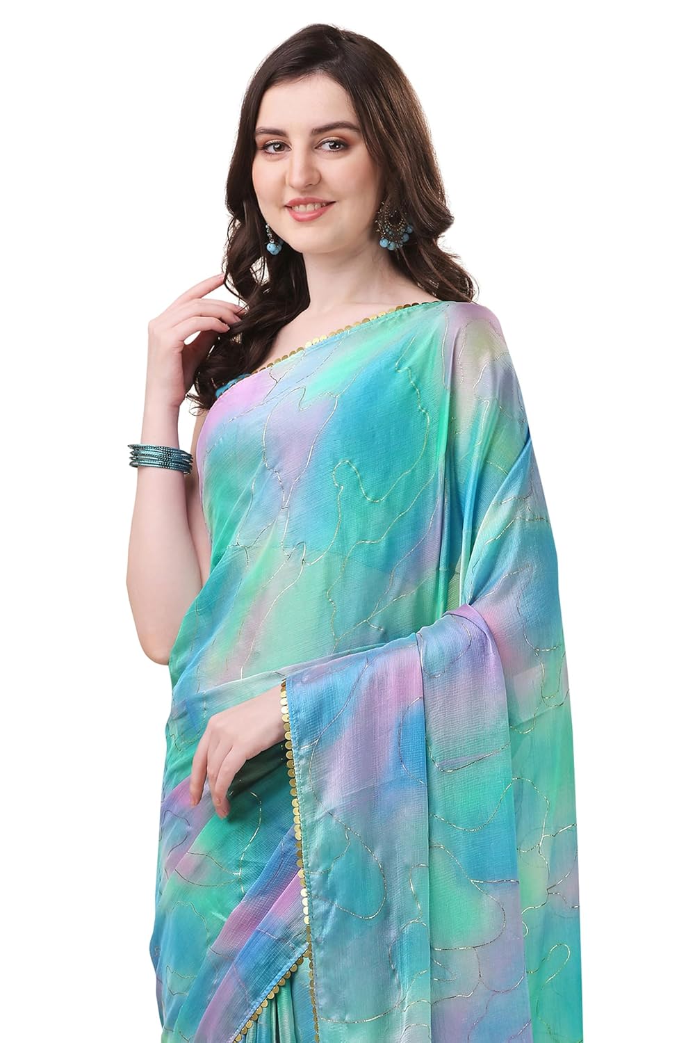 MIRCHI FASHION Women’s Stylish Chiffon Colorblock Foil Printed Saree with Blouse Piece by VintaVool MIRCHI FASHION Women’s Stylish Chiffon Colorblock Foil Printed Saree with Blouse Piece by VintaVool