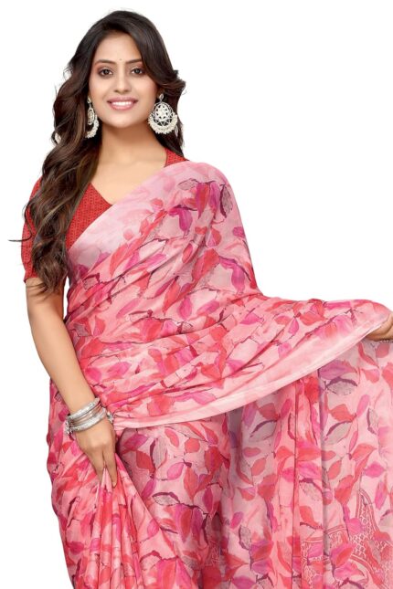 MIRCHI FASHION Women’s Chiffon Floral Printed Saree with Blouse Piece by VintaVool