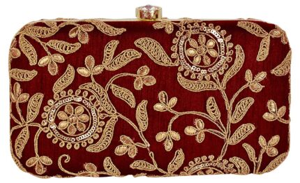 TOOBA Women Handicraft Hand Embroidered Box Clutch Bag Purse For Bridal, Casual, Wedding by VintaVool