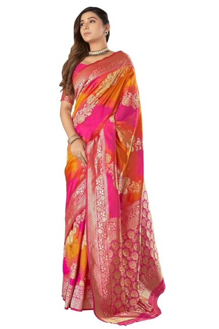 MANOHARI Most Trendy Woven Banarasi Silk Design Jacquard Saree with Blouse Piece by VintaVool