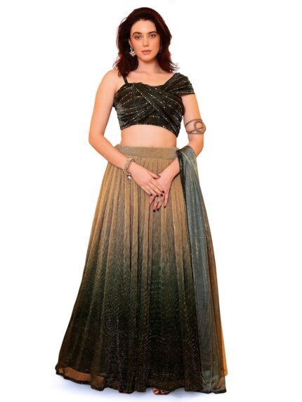 PURVAJA Women’s Polyester Blend Semi-Stitched Lehenga Choli by VintaVool