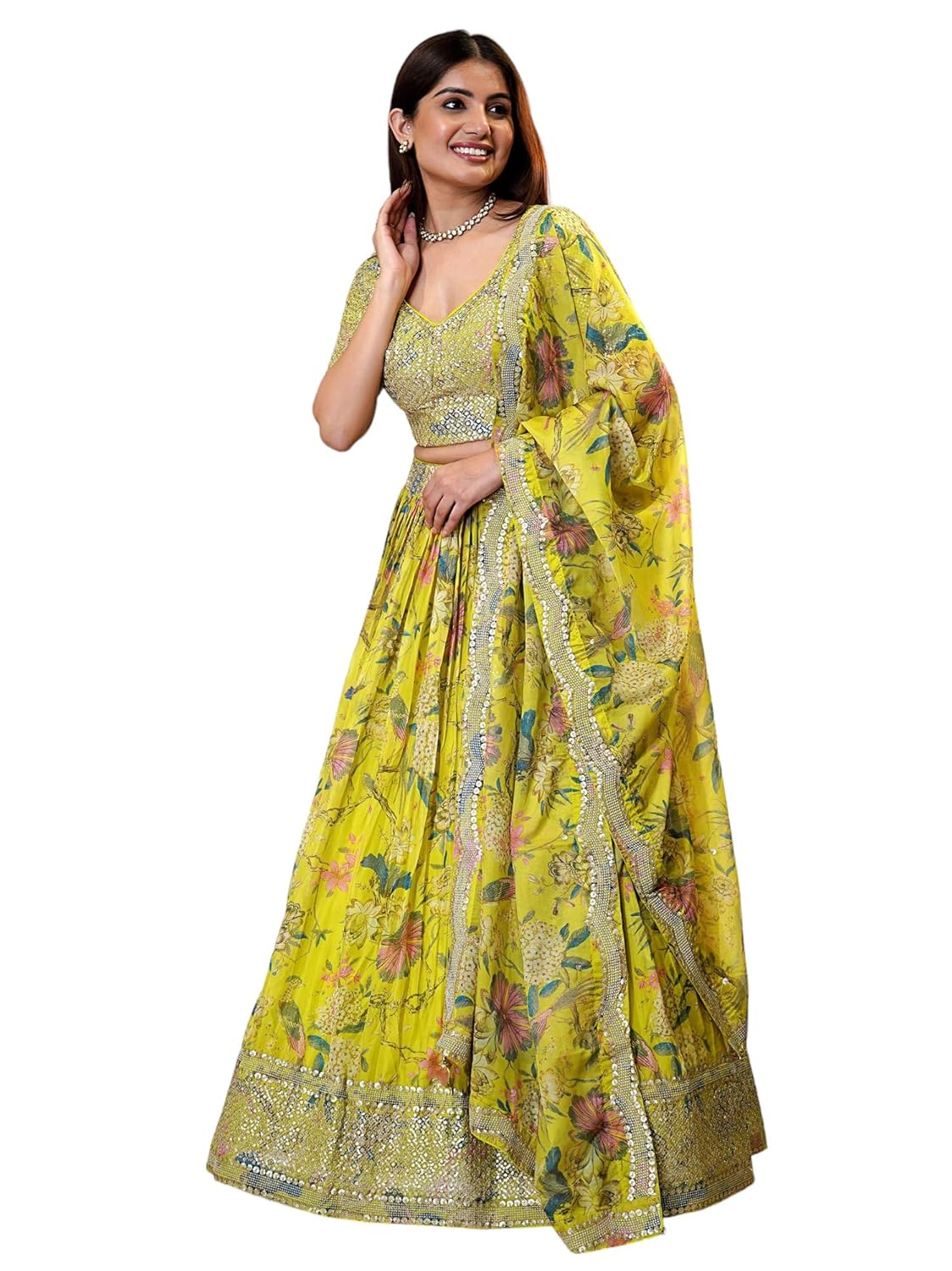 Zeel Clothing Women’s Print And Sequins Embroidered Organza Semi-stitched Lehenga Choli Set With Dupatta (70666-Women-Lehenga-Choli-Latest) by VintaVool Zeel Clothing Women’s Print And Sequins Embroidered Organza Semi-stitched Lehenga Choli Set With Dupatta (70666-Women-Lehenga-Choli-Latest) by VintaVool