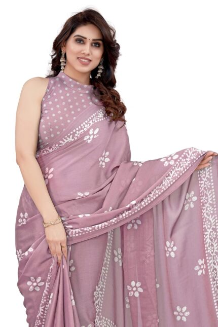 MIRCHI FASHION Women’s Latest Chiffon Batik Printed Saree with Blouse Piece by VintaVool
