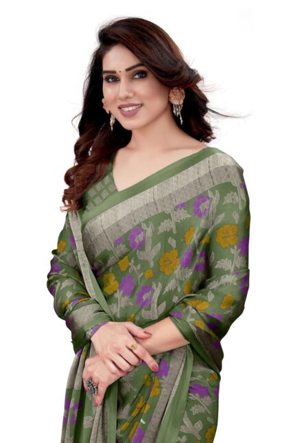 MIRCHI FASHION Women’s Fancy Chiffon Floral Printed Saree with Blouse Piece by VintaVool