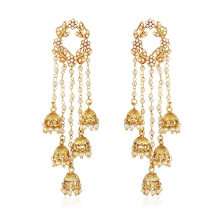 Shining Diva Fashion Gold Plated Stylish Pearl Jhumka Jhumki Traditional Earrings for Women and Girls (Golden) (8630er) by VintaVool