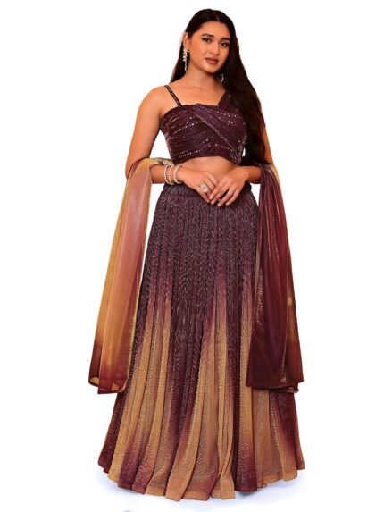 PURVAJA Women’s Polyester Blend Semi-Stitched Lehenga Choli by VintaVool